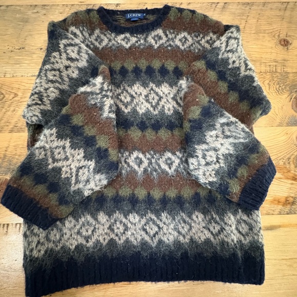 J. Crew Other - J. Crew Men's Navy and Brown Patterned Crewneck Sweater